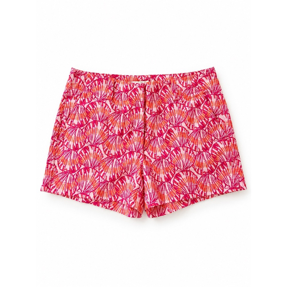 Vineyard Vines Pink Orange Seashell Fan Print Chino Shorts Womens Size 8 3"